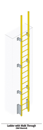 Standard FRP Wall Mounted Ladder with Walk Thru Illustration