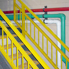Safety Yellow Pickett Style Fiberglass Guardrail System