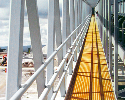 Yellow Molded Fiberglass Grating Walkway at American Rock Salt Company