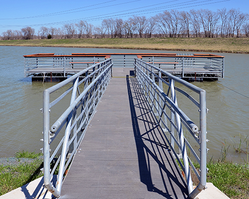 Railroad Park Dock Bench in Lewisville Texas