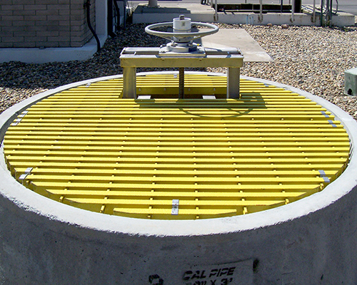 City of Lodi Safety Yellow Pultruded Fiberglass Grating Access Cover