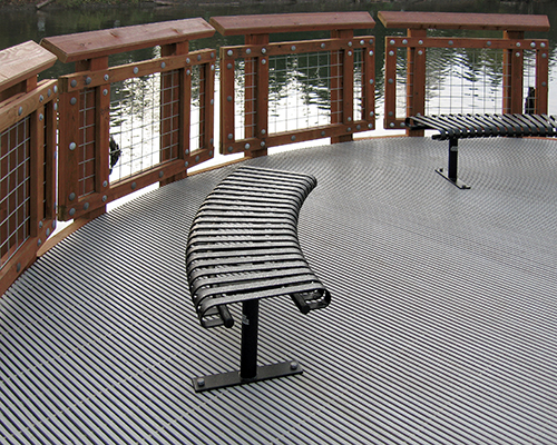 Black Bench on Fiberglass Grating Walkway in Bellingham Washington