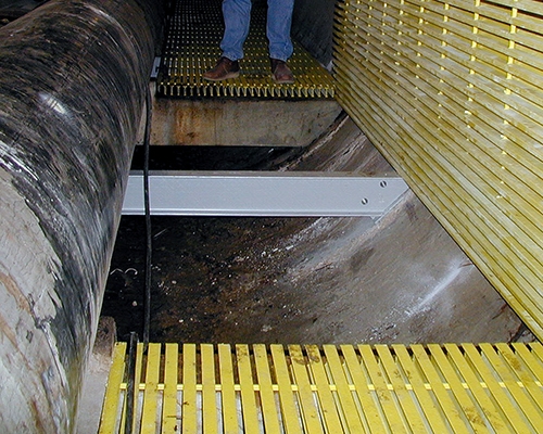 Safety Yellow Fiberglass Access Panel in Los Angeles Metro Tunnel