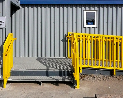 Mini Mesh Fiberglass Grating and FRP Guardrail at United States Post Office in Kake Alaska