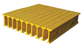 Two Inch Deep Seventeen Percent Open T Bar Industrial Pultruded FRP Grating