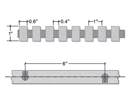 Heavy Duty Pultruded Fiberglass Section View - 1 Inch Deep / 40% Open