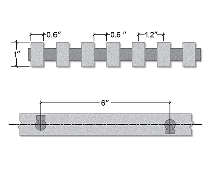 Heavy Duty Pultruded Fiberglass Section View - 1 Inch Deep / 50% Open