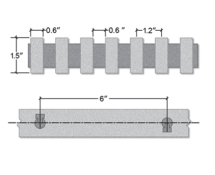 Heavy Duty Pultruded Fiberglass Section View - 1 1/2 Inch Deep / 50% Open