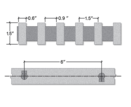 Heavy Duty Pultruded Fiberglass Section View - 1 1/2 Inch Deep / 60% Open