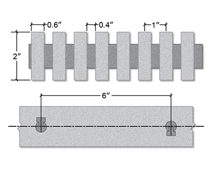 Heavy Duty Pultruded Fiberglass Section View - 2 Inch Deep / 40% Open