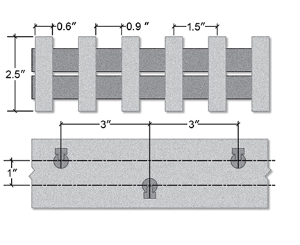 Heavy Duty Pultruded Fiberglass Section View - 2 1/2 Inch Deep / 60% Open