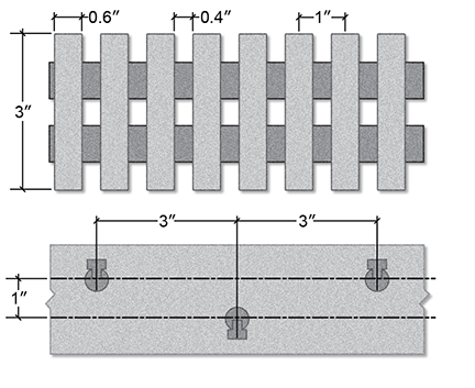 Heavy Duty Pultruded Fiberglass Section View - 3 Inch Deep / 40% Open