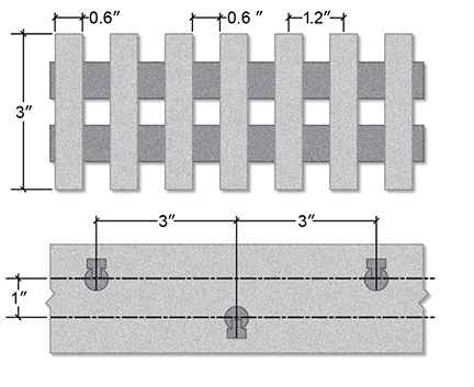 Heavy Duty Pultruded Fiberglass Section View - 3 Inch Deep / 50% Open