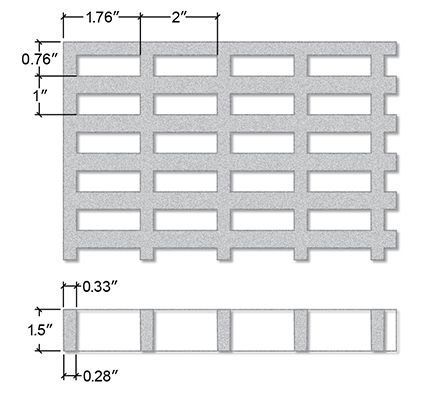 Molded High Load Capacity Fiberglass Section View - 1 1/2 Inch Deep x 1 Inches x 2 Inches