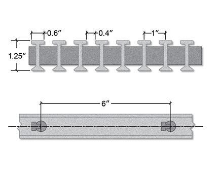 Pultruded Fiberglass I-Bar Section View - 1 1/4 Inch Deep / 40% Open