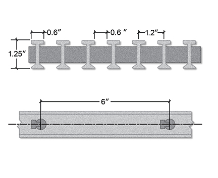 Pultruded Fiberglass I Bar Section View - 1 1/4 Inch Deep / 50% Open