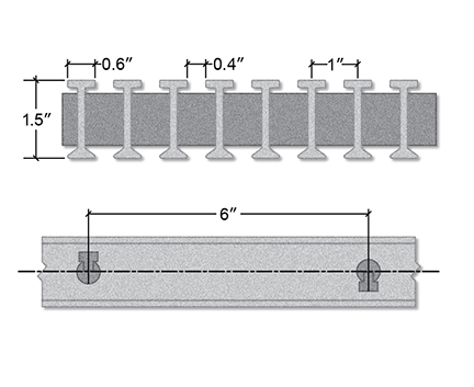 Pultruded Industrial Fiberglass I-Bar Section View - 1 1/2 Inch Deep / 40% Open