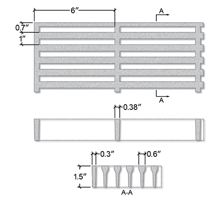 Molded Superspan Fiberglass Section View - 1 1/2 Inch Deep x 1 Inches x 6 Inches