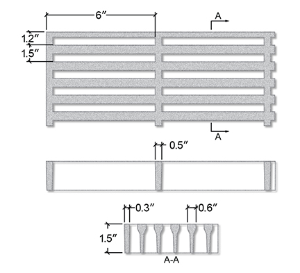 Molded Superspan Fiberglass Section View - 1 1/2 Inch Deep x 1 1/2 Inches x 6 Inches